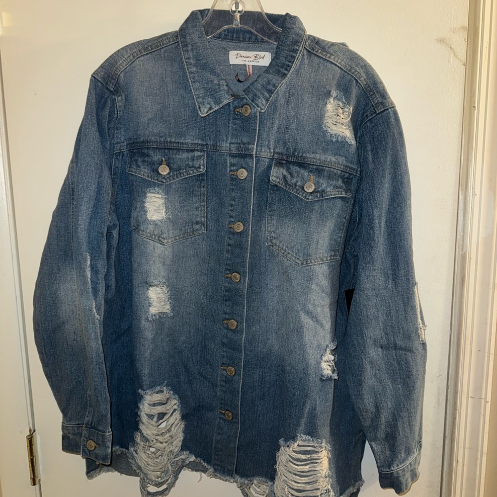 Forever 21 Blue Distressed Jean Jacket